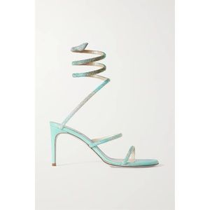 RARE! RENE CAOVILLA Cleo crystal-embellished leather sandals